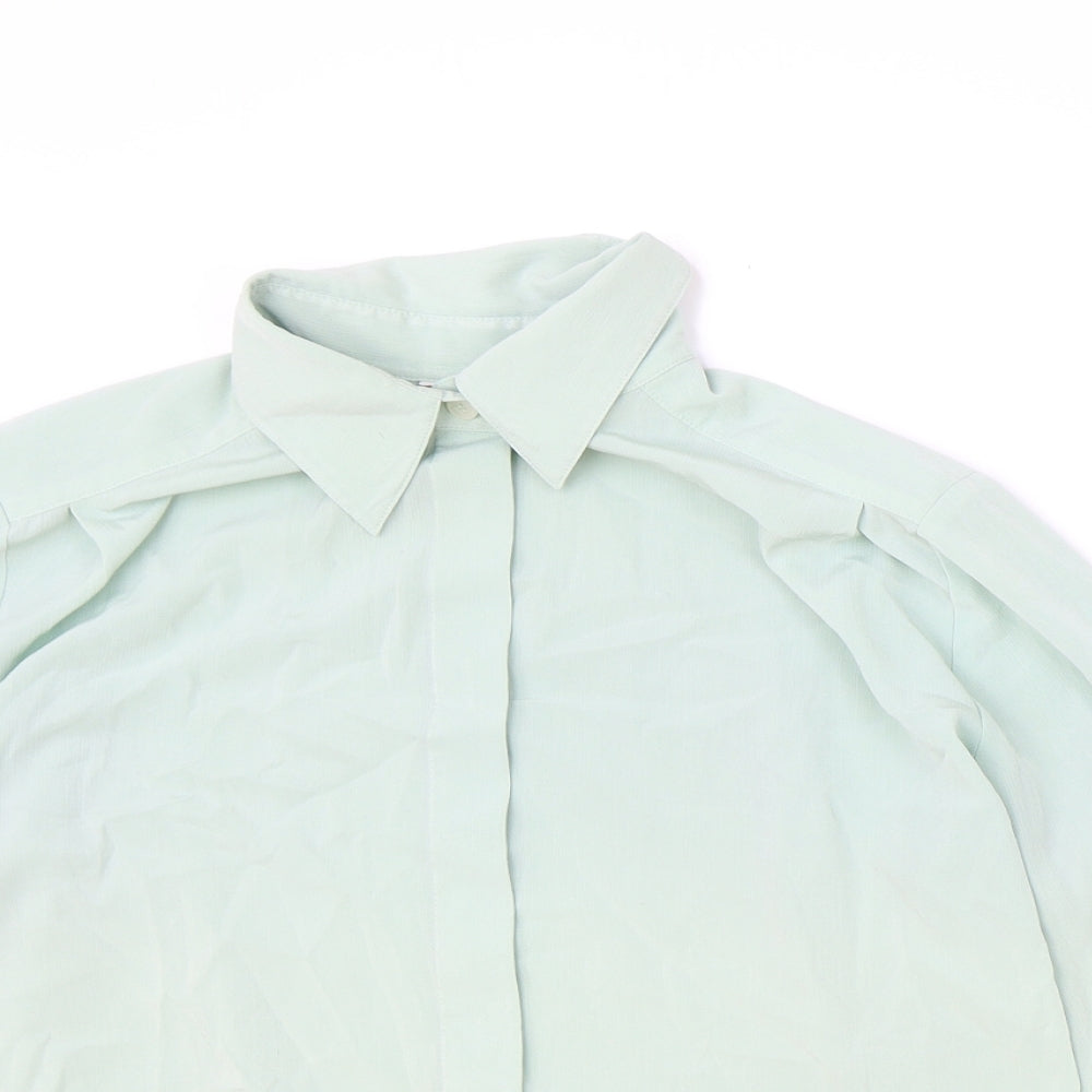 Preworn Womens Blue Polyester Basic Button-Up Size 10 Collared