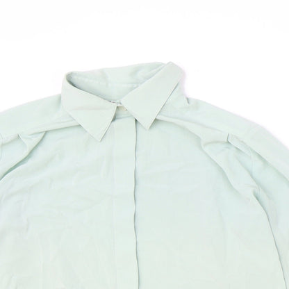 Preworn Womens Blue Polyester Basic Button-Up Size 10 Collared