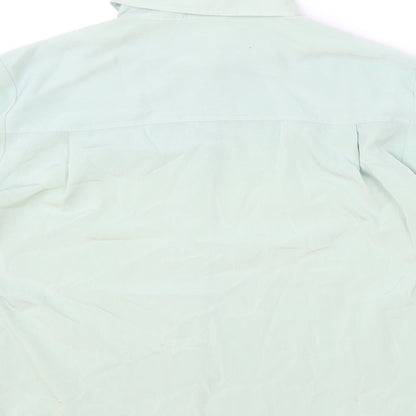 Preworn Womens Blue Polyester Basic Button-Up Size 10 Collared