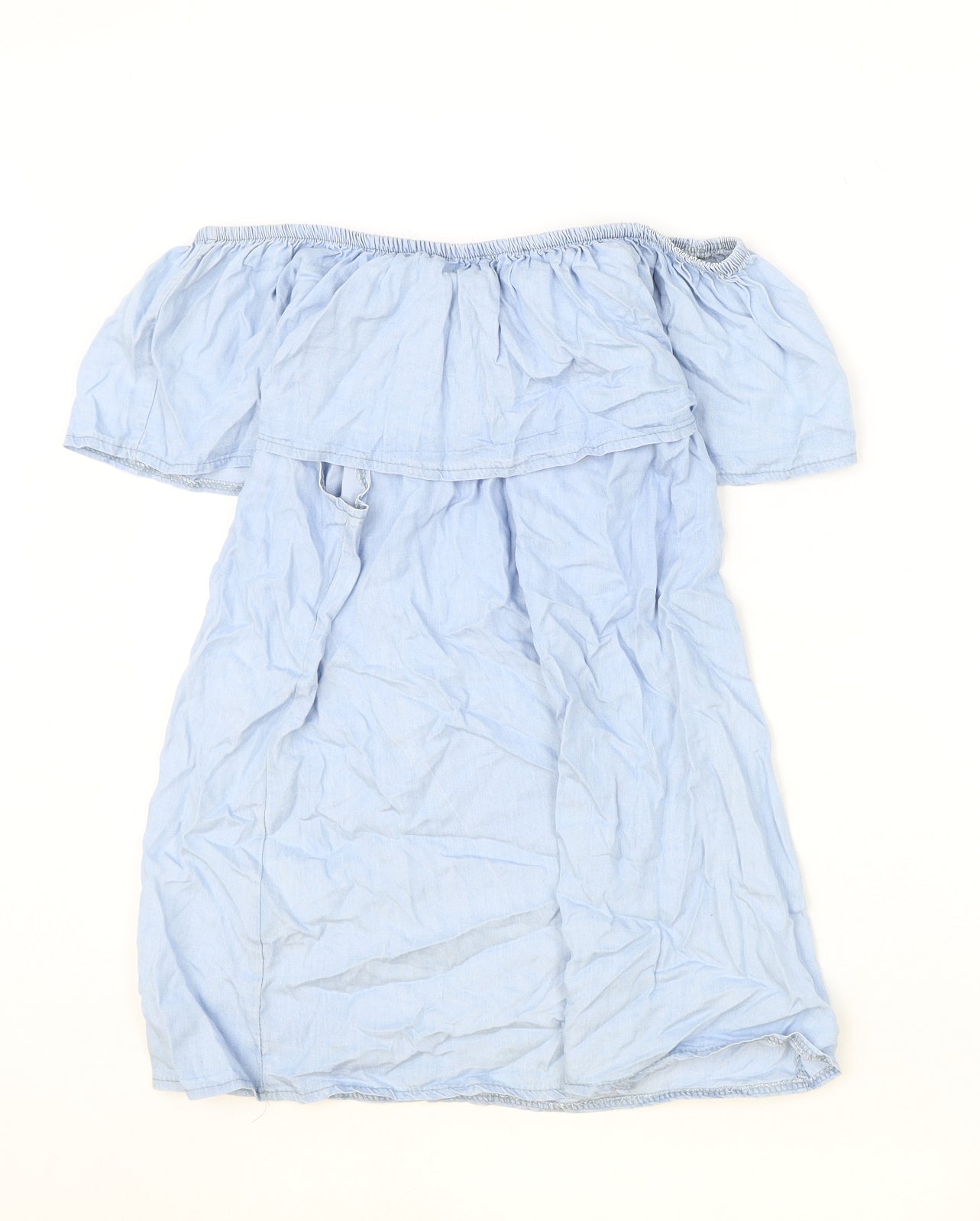 Quiz Womens Blue Polyester Basic Blouse Size S Off the Shoulder