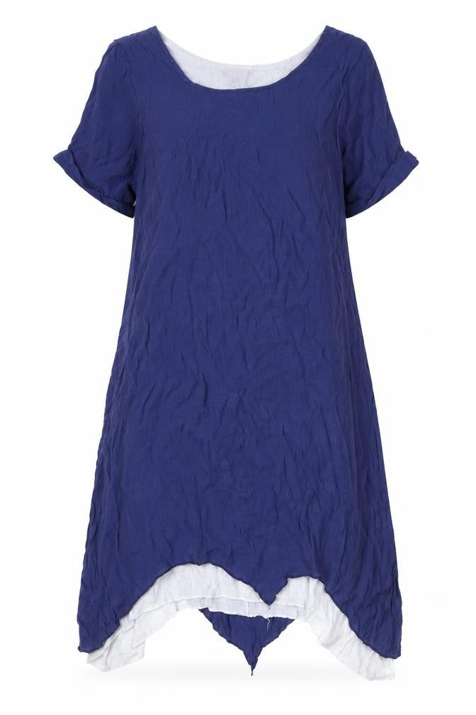 QED London Womens Blue Viscose A-Line Size S Scoop Neck Pullover