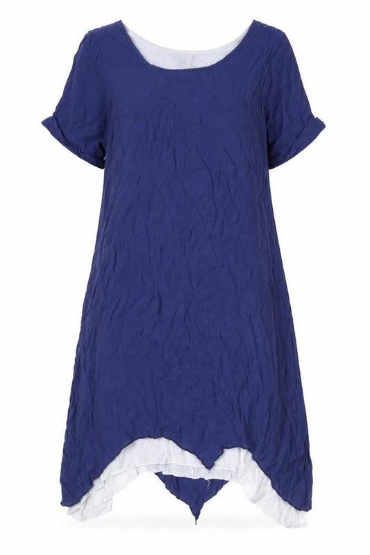 QED London Womens Blue Viscose A-Line Size S Scoop Neck Pullover