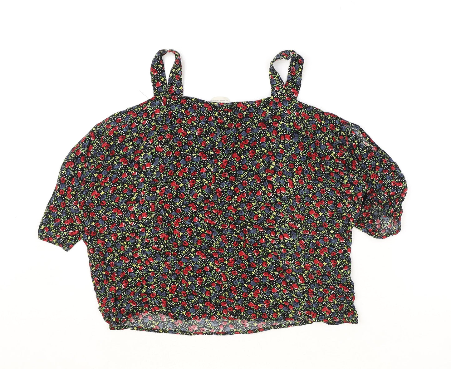 Pins & Needles Womens Black Floral Viscose Basic Blouse Size XS Off the Shoulder