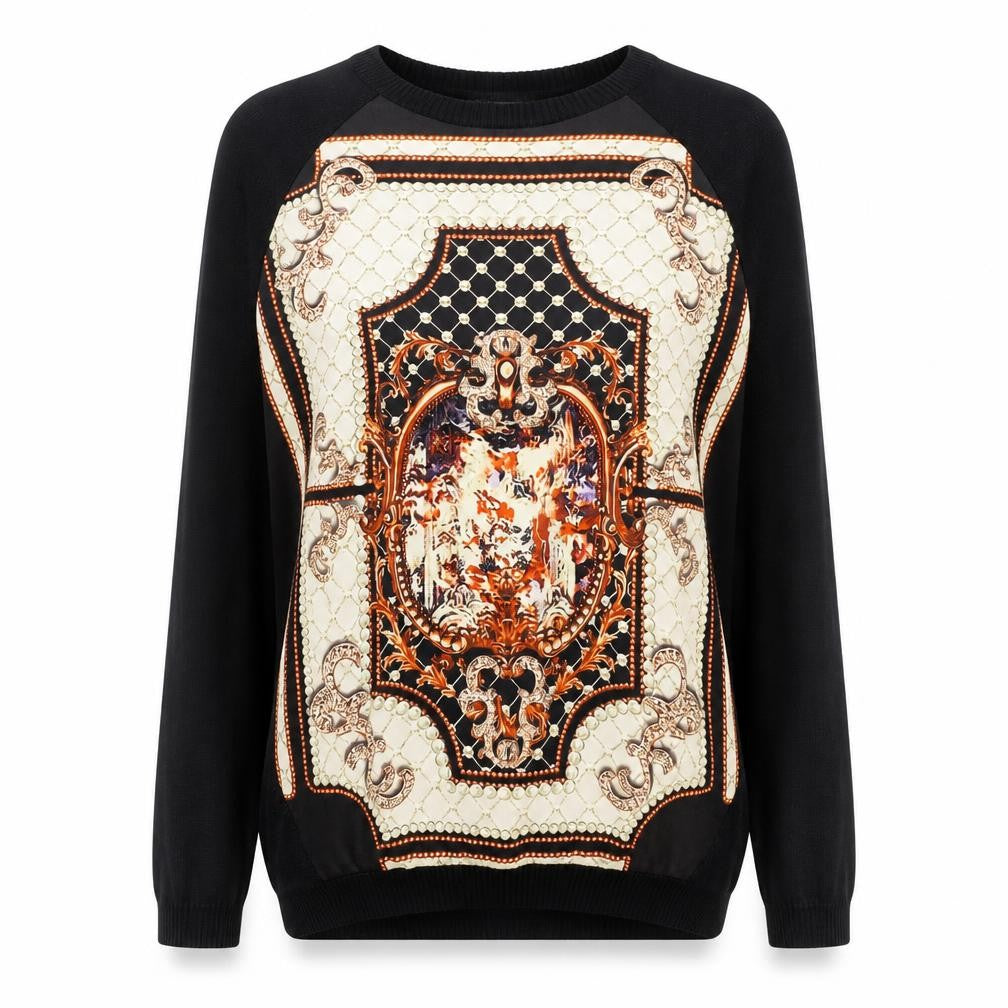 madam Womens Black Round Neck Polyester Pullover Jumper Size M