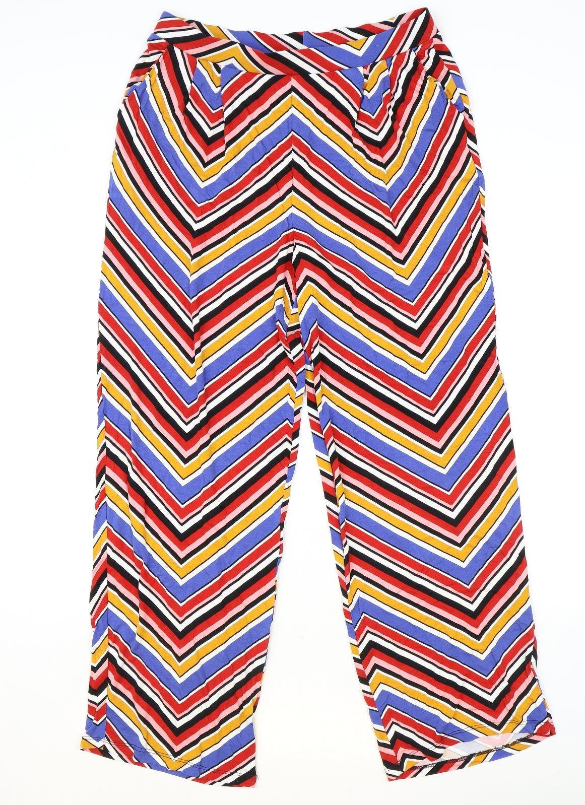Papaya Womens Multicoloured Geometric Polyester Trousers Size 14 Regular