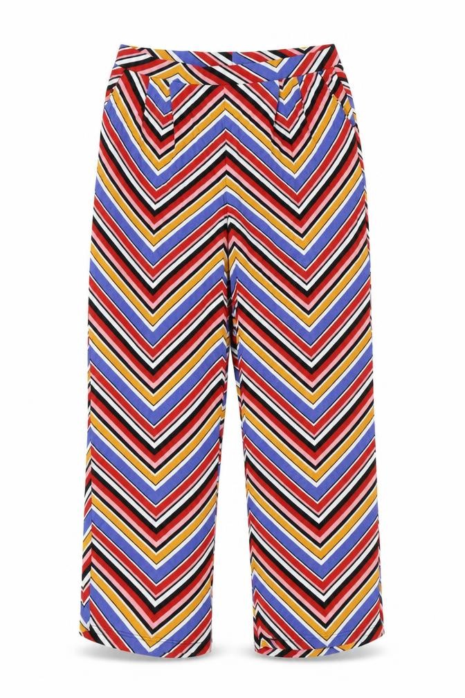 Papaya Womens Multicoloured Geometric Polyester Trousers Size 14 Regular