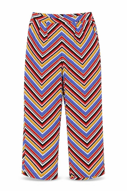 Papaya Womens Multicoloured Geometric Polyester Trousers Size 14 Regular