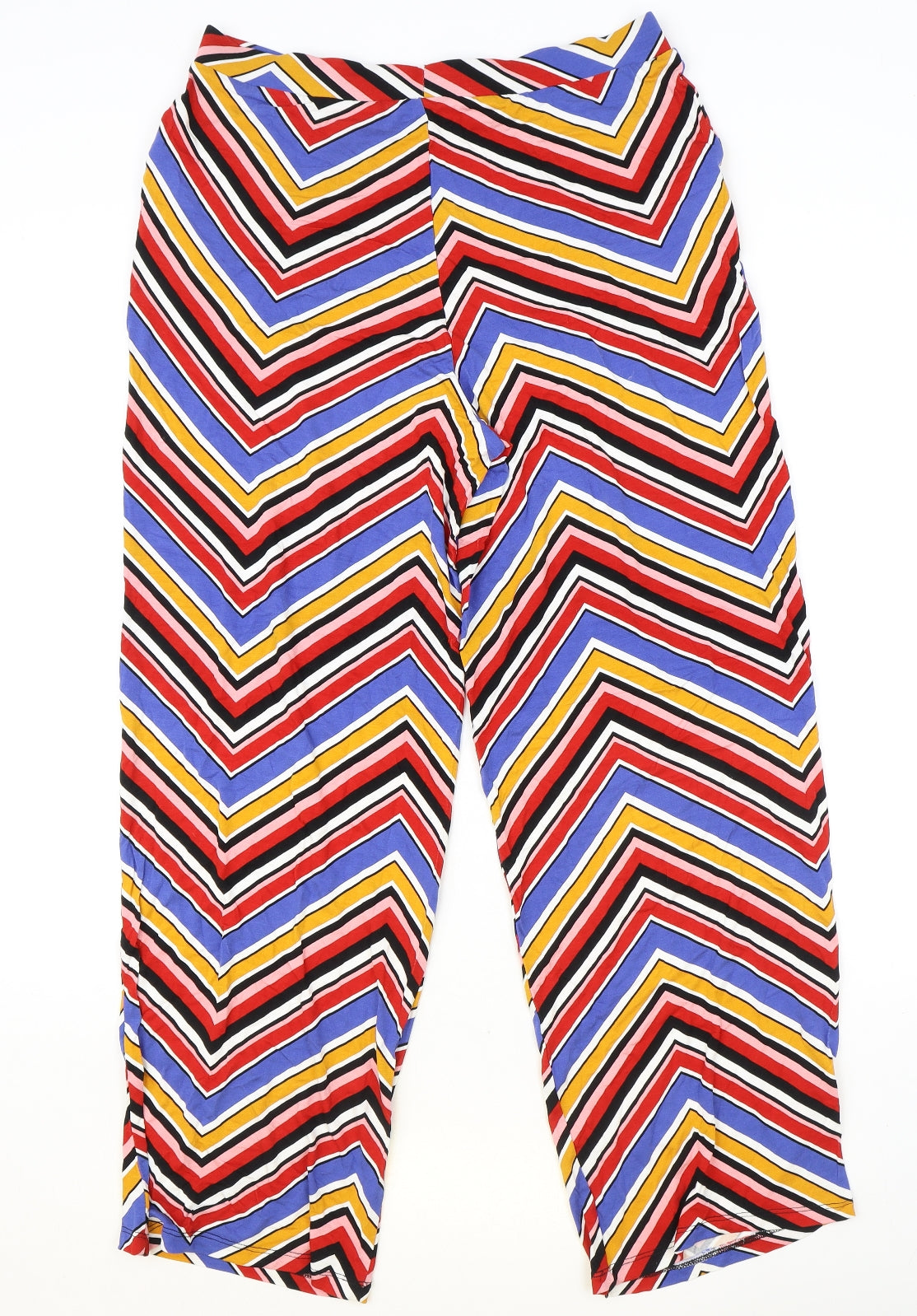 Papaya Womens Multicoloured Geometric Polyester Trousers Size 14 Regular