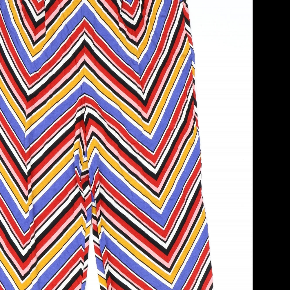 Papaya Womens Multicoloured Geometric Polyester Trousers Size 14 Regular