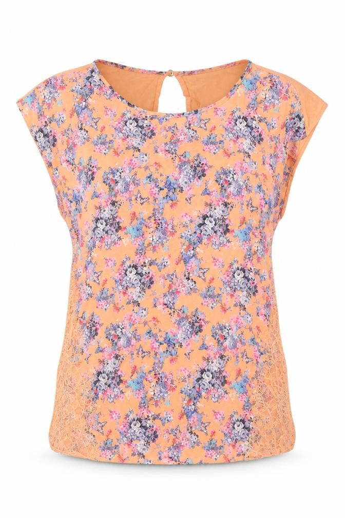 Oasis Womens Multicoloured Floral Polyester Basic T-Shirt Size M Round Neck