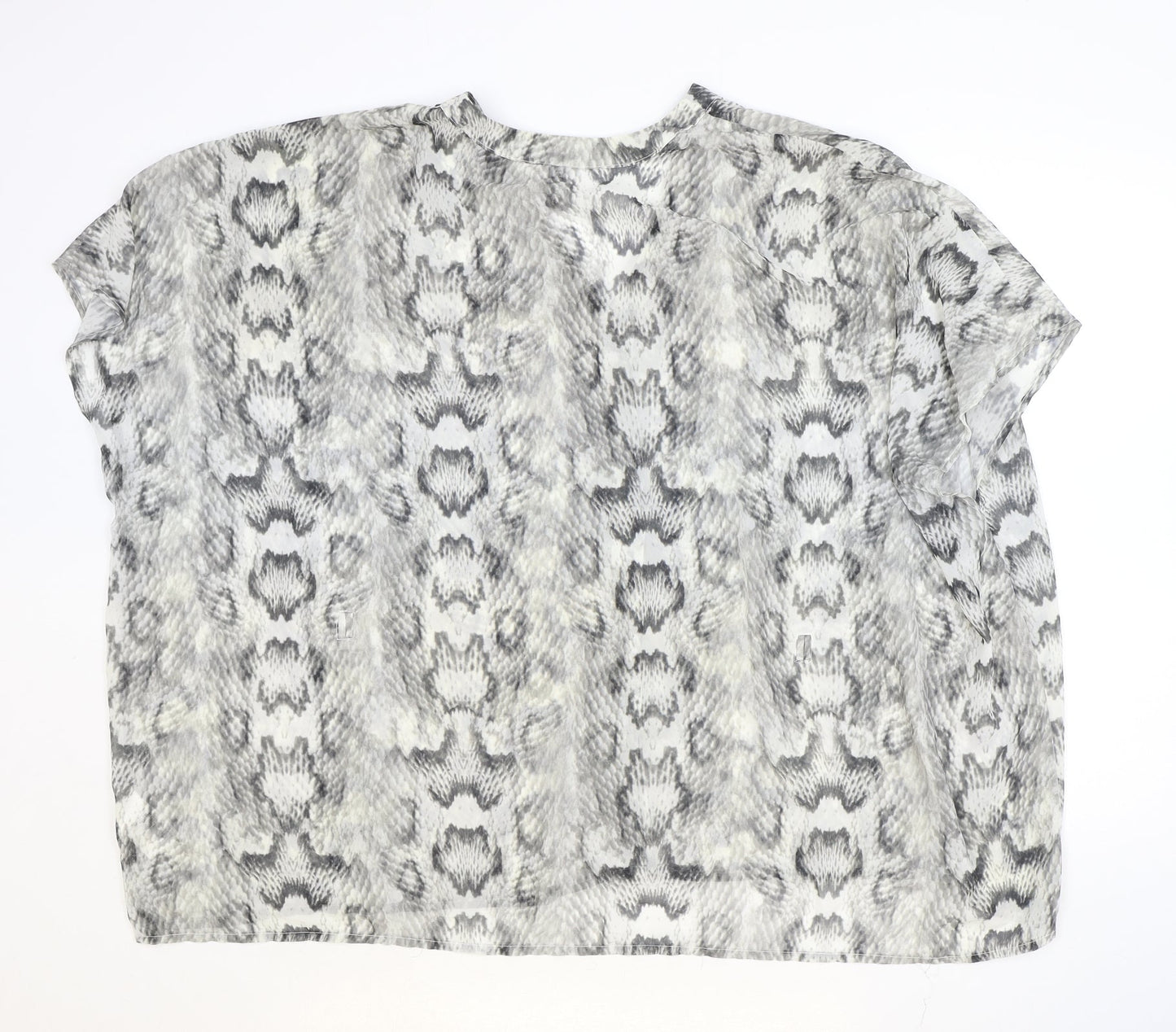H&M Womens Grey Geometric Polyester Basic Blouse Size 12 V-Neck