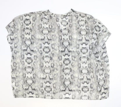 H&M Womens Grey Geometric Polyester Basic Blouse Size 12 V-Neck