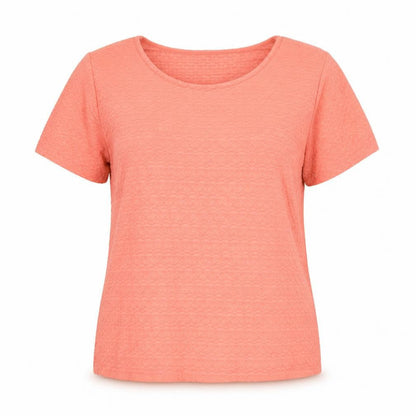 Profile Womens Pink Geometric Polyester Basic T-Shirt Size 14 Round Neck