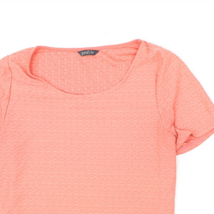 Profile Womens Pink Geometric Polyester Basic T-Shirt Size 14 Round Neck