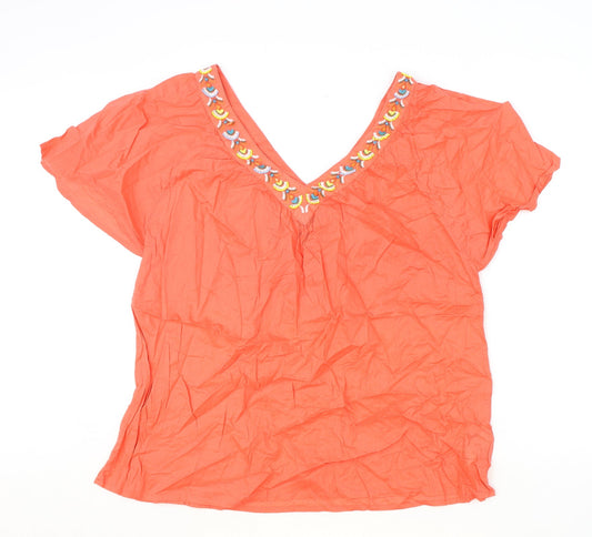 Monsoon Womens Pink 100% Cotton Basic Blouse Size S V-Neck