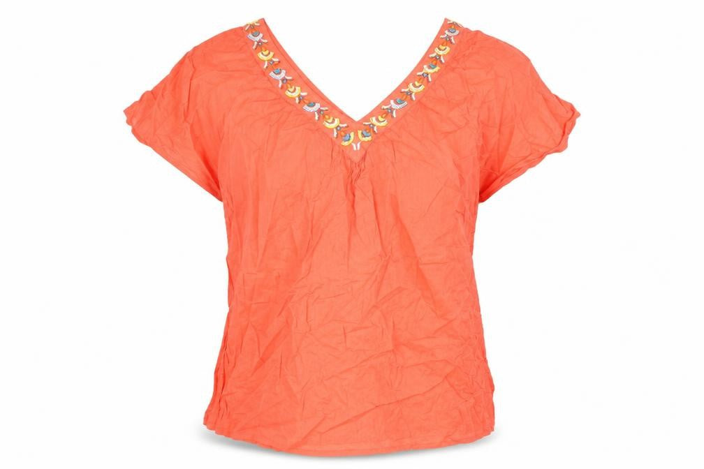 Monsoon Womens Pink 100% Cotton Basic Blouse Size S V-Neck