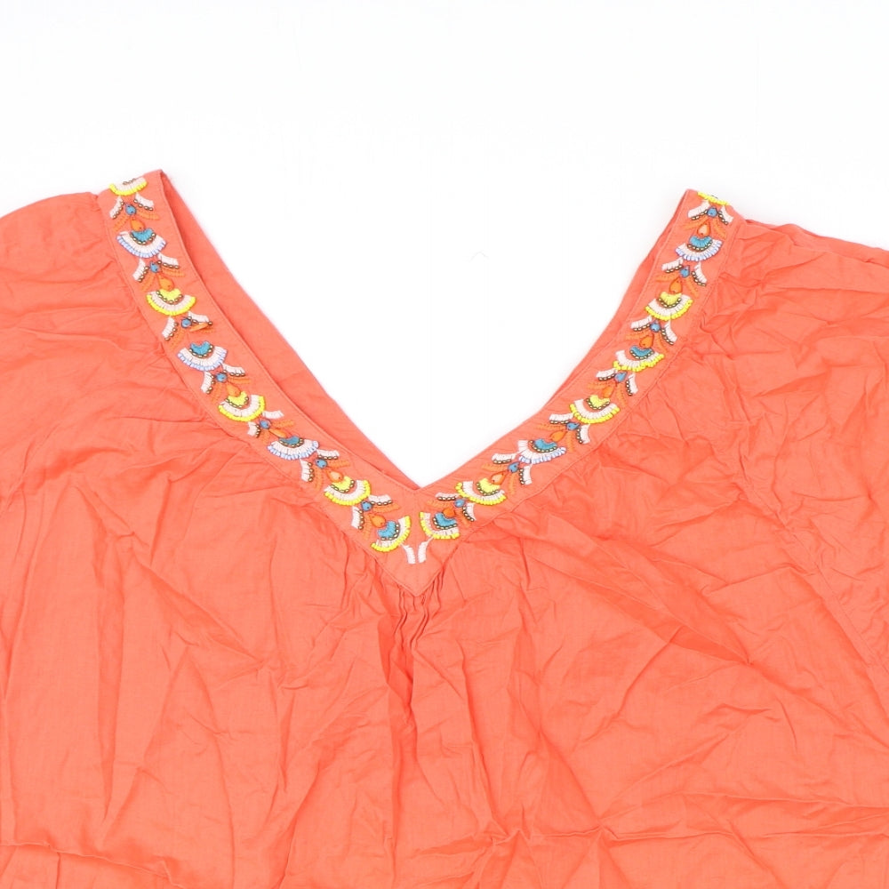 Monsoon Womens Pink 100% Cotton Basic Blouse Size S V-Neck