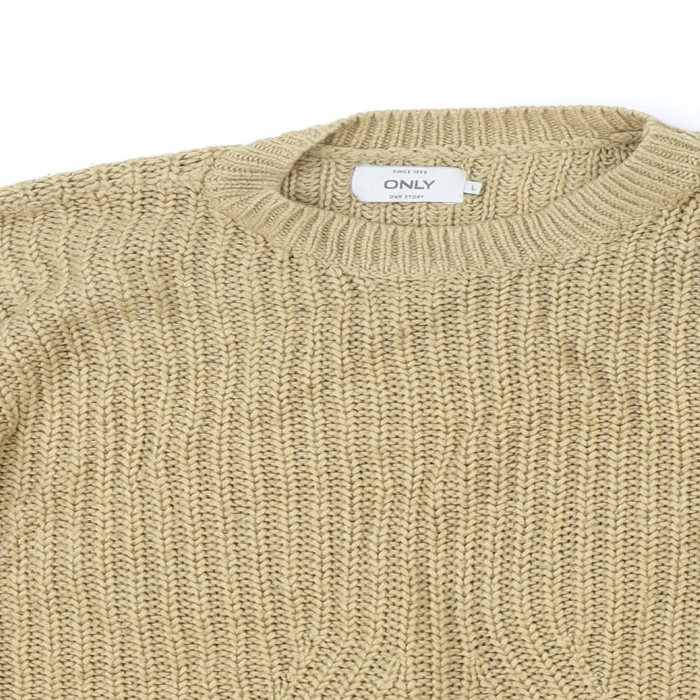 Only Womens Brown Round Neck Acrylic Pullover Jumper Size L