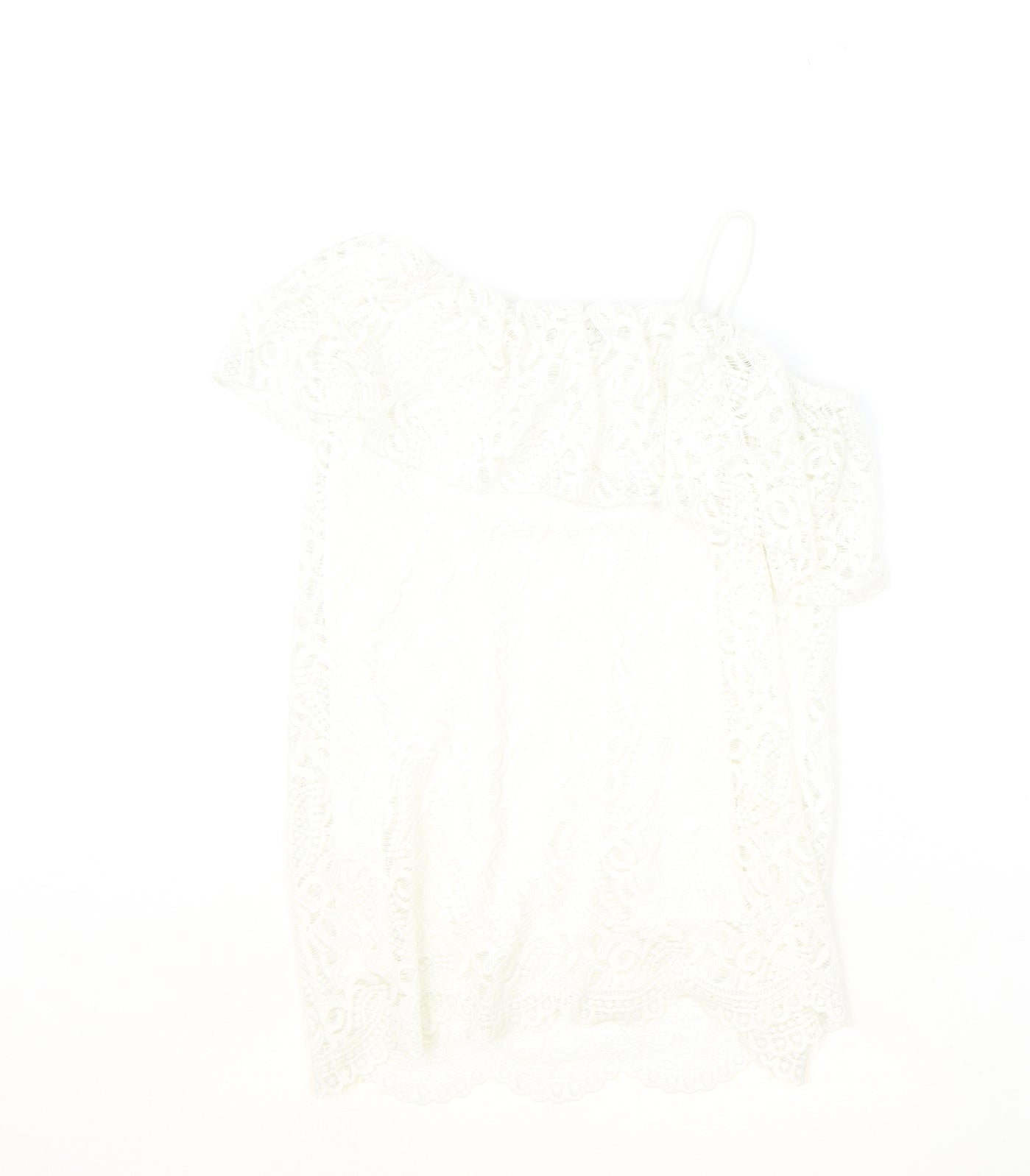River Island Girls Ivory Polyester Basic Blouse Size 11-12 Years Off the Shoulder Pullover