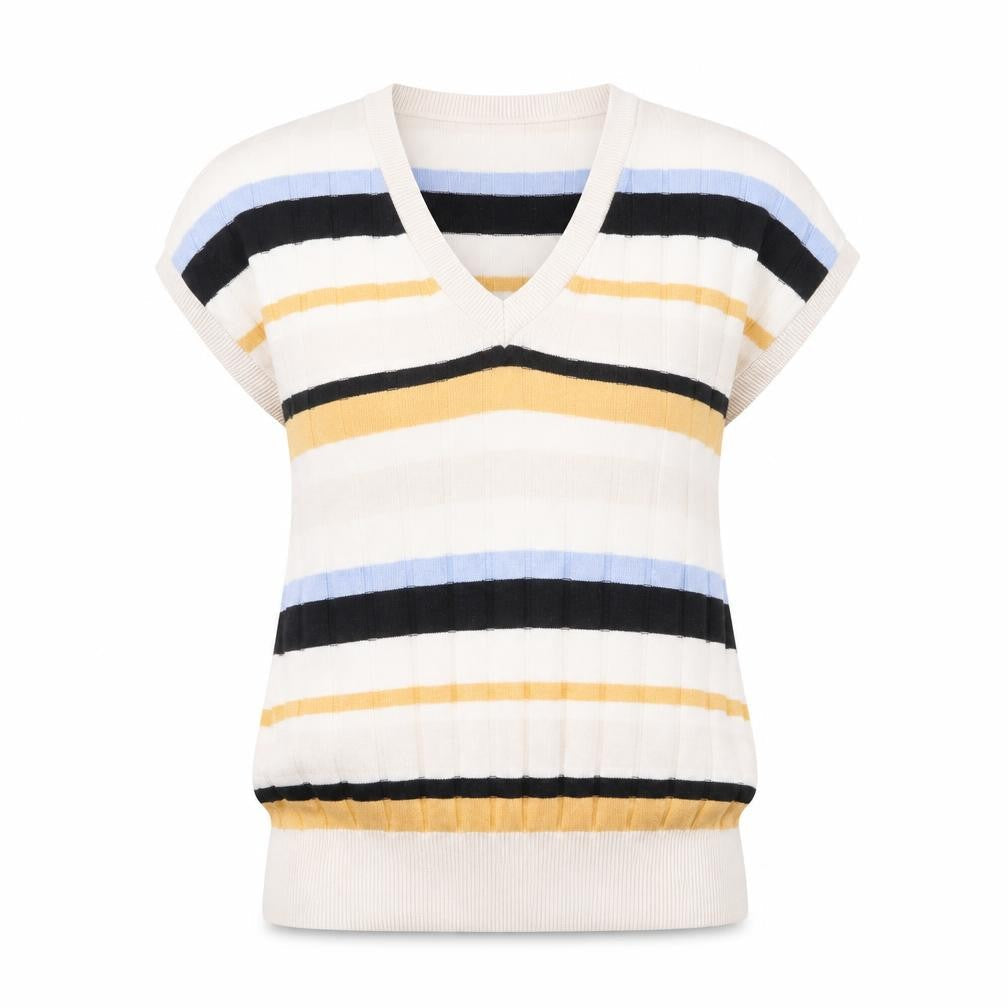 Marks & Spencer Womens Multicoloured V-Neck Striped Viscose Pullover Jumper Size M