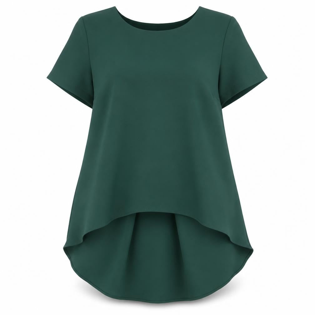 Topshop Womens Green Polyacrylate Fibre Basic Blouse Size 8 Round Neck - Asymmetric