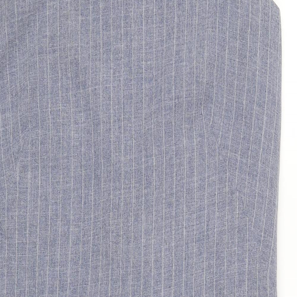 AMARANTO Womens Blue Striped Polyester A-Line Size 12 Round Neck Zip
