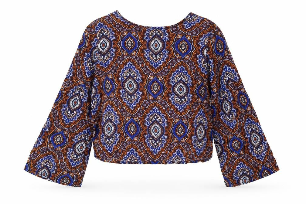 Marks & Spencer Womens Multicoloured Geometric Viscose Basic Blouse Size 12 Round Neck