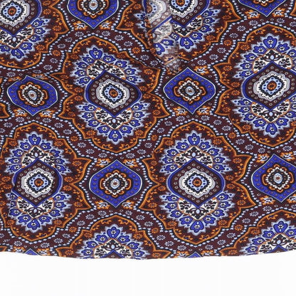Marks & Spencer Womens Multicoloured Geometric Viscose Basic Blouse Size 12 Round Neck