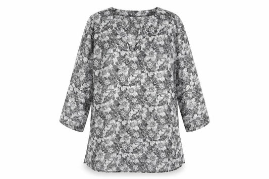 George Womens Black Floral Polyester Kaftan Size 10 V-Neck Pullover - Beach cover up