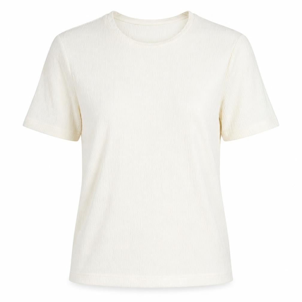 Bonmarché Womens Ivory Polyester Basic T-Shirt Size S Scoop Neck - Size S-M