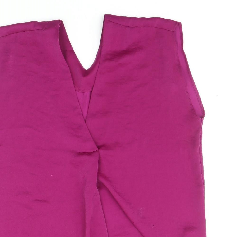 Marks and Spencer Womens Purple Polyester Basic Tank Size 8 V-Neck