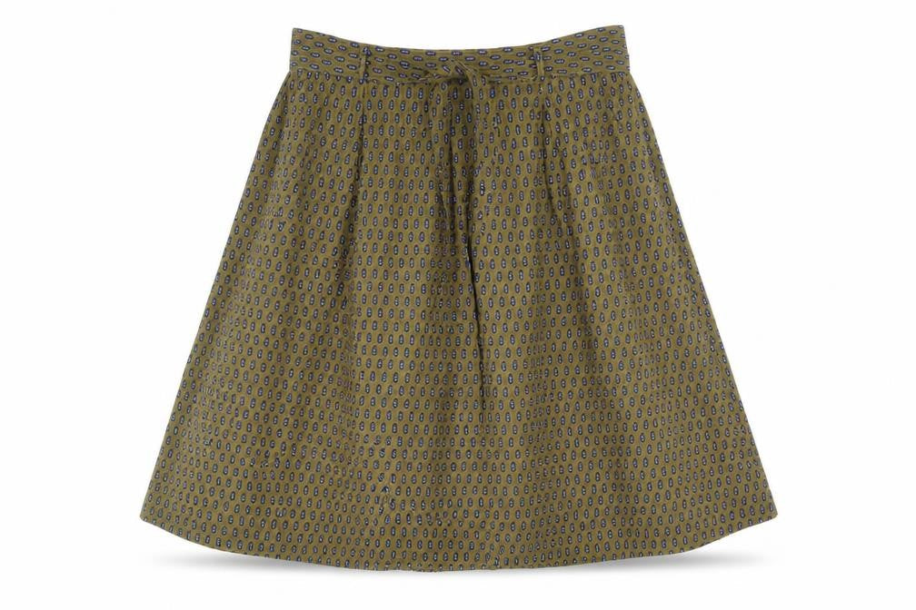 Bric A Brac Womens Brown Geometric Cotton A-Line Skirt Size M - Belted