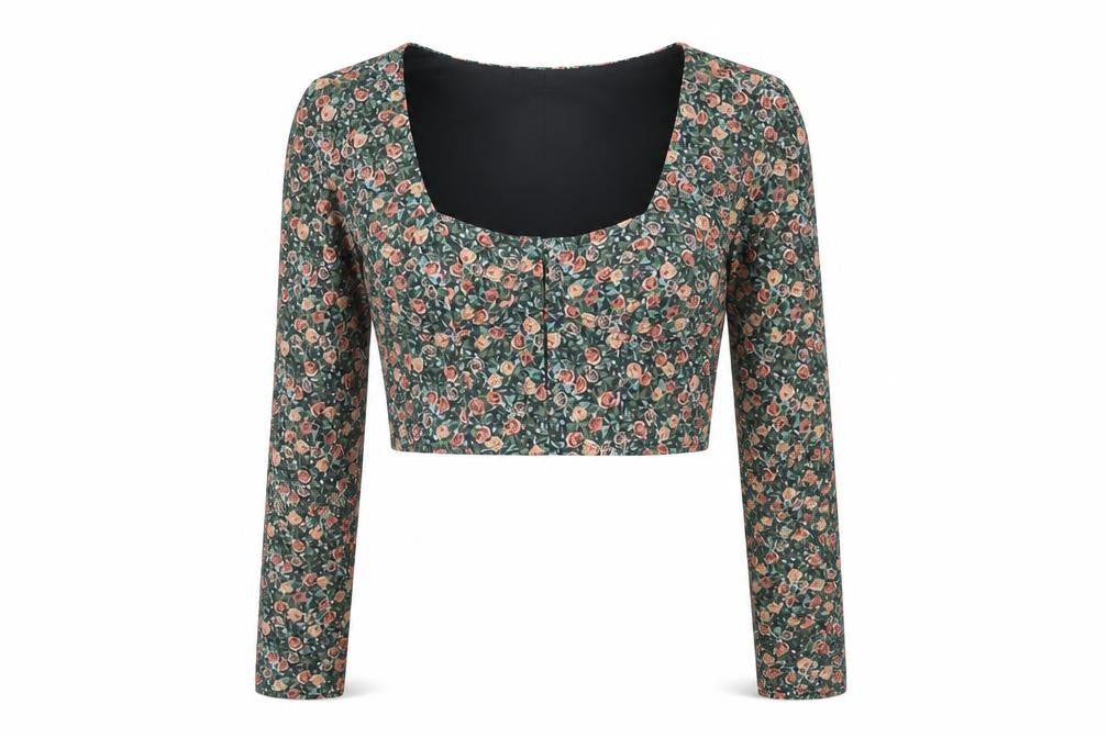Zara Womens Multicoloured Floral Polyester Cropped Blouse Size M Square Neck