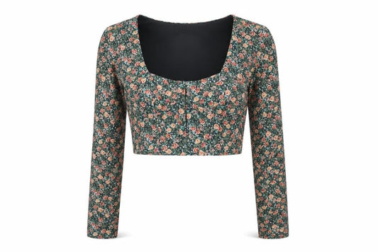 Zara Womens Multicoloured Floral Polyester Cropped Blouse Size M Square Neck