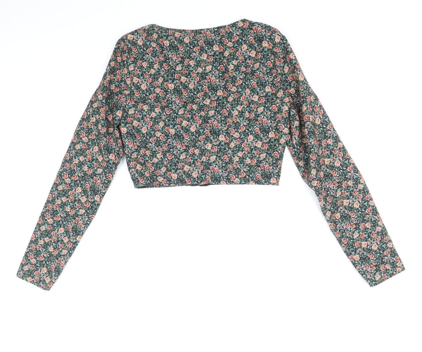 Zara Womens Multicoloured Floral Polyester Cropped Blouse Size M Square Neck