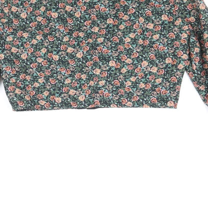 Zara Womens Multicoloured Floral Polyester Cropped Blouse Size M Square Neck