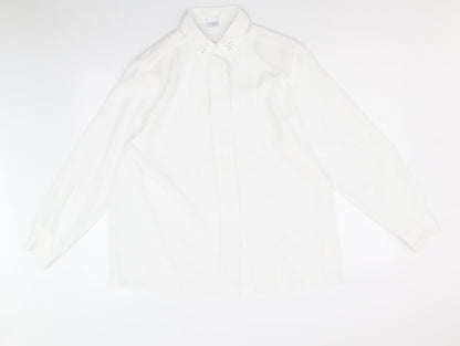 C&A Womens White Polyester Basic Button-Up Size 16 Collared