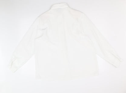 C&A Womens White Polyester Basic Button-Up Size 16 Collared