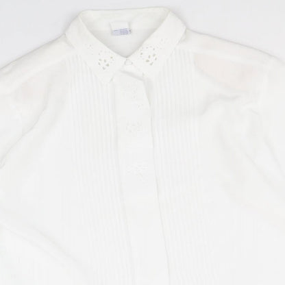 C&A Womens White Polyester Basic Button-Up Size 16 Collared