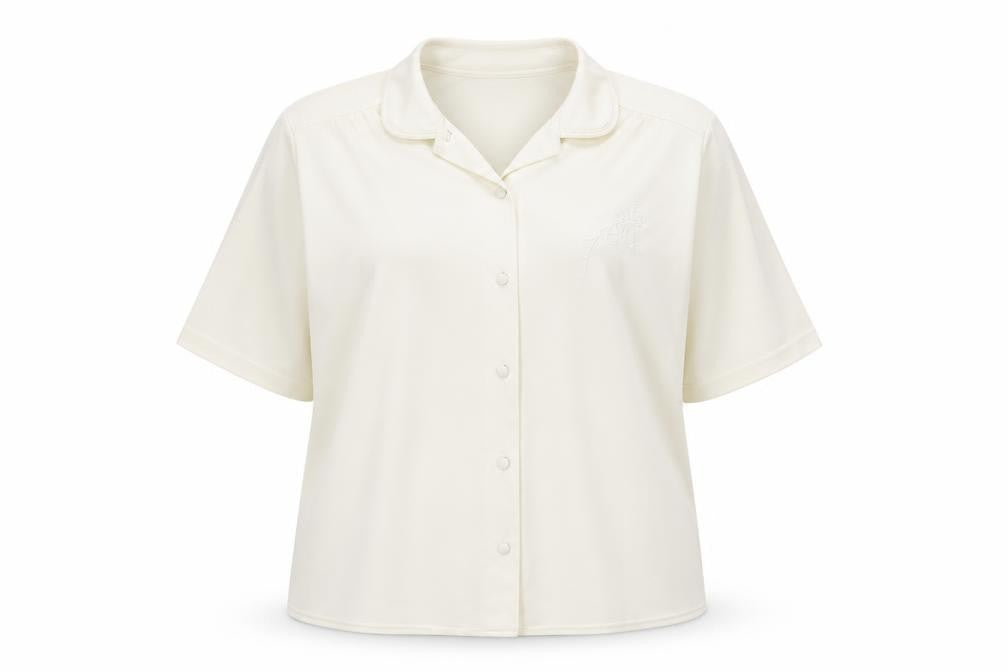 EWM Womens Ivory Polyester Basic Button-Up Size 18 Collared