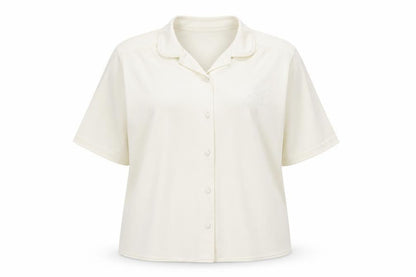 EWM Womens Ivory Polyester Basic Button-Up Size 18 Collared