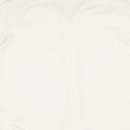 EWM Womens Ivory Polyester Basic Button-Up Size 18 Collared