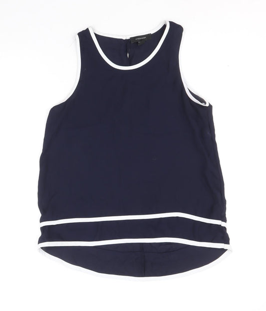 Atmosphere Womens Blue Polyester Basic Tank Size 10 Round Neck