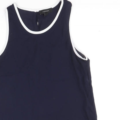 Atmosphere Womens Blue Polyester Basic Tank Size 10 Round Neck