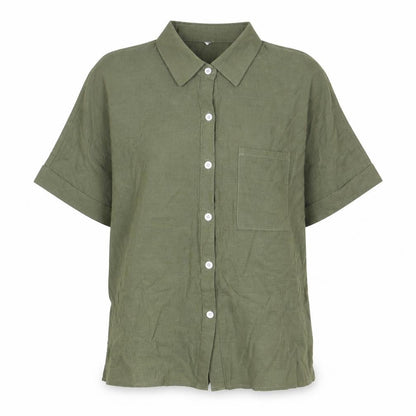 Preworn Womens Green Polyester Basic Button-Up Size XL Collared