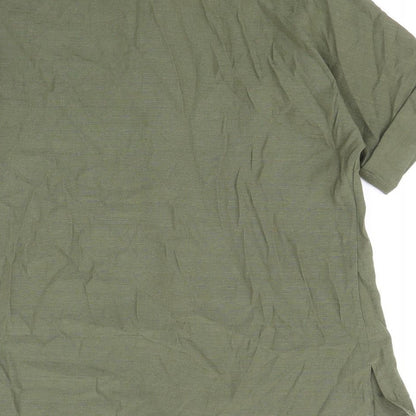 Preworn Womens Green Polyester Basic Button-Up Size XL Collared