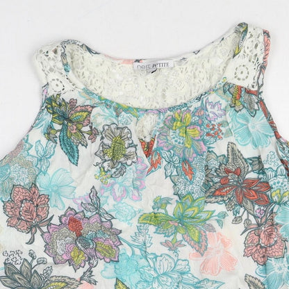 Next Womens Multicoloured Floral Viscose Basic Tank Size 8 Round Neck