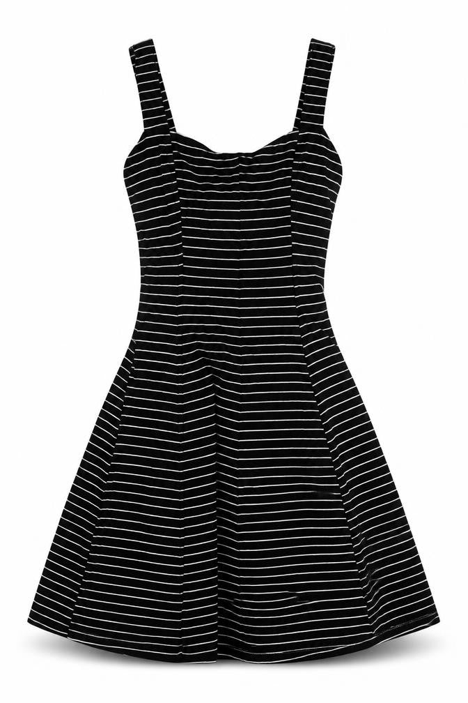 Cooperative Womens Black Striped Rayon A-Line Size 2XS Square Neck Pullover