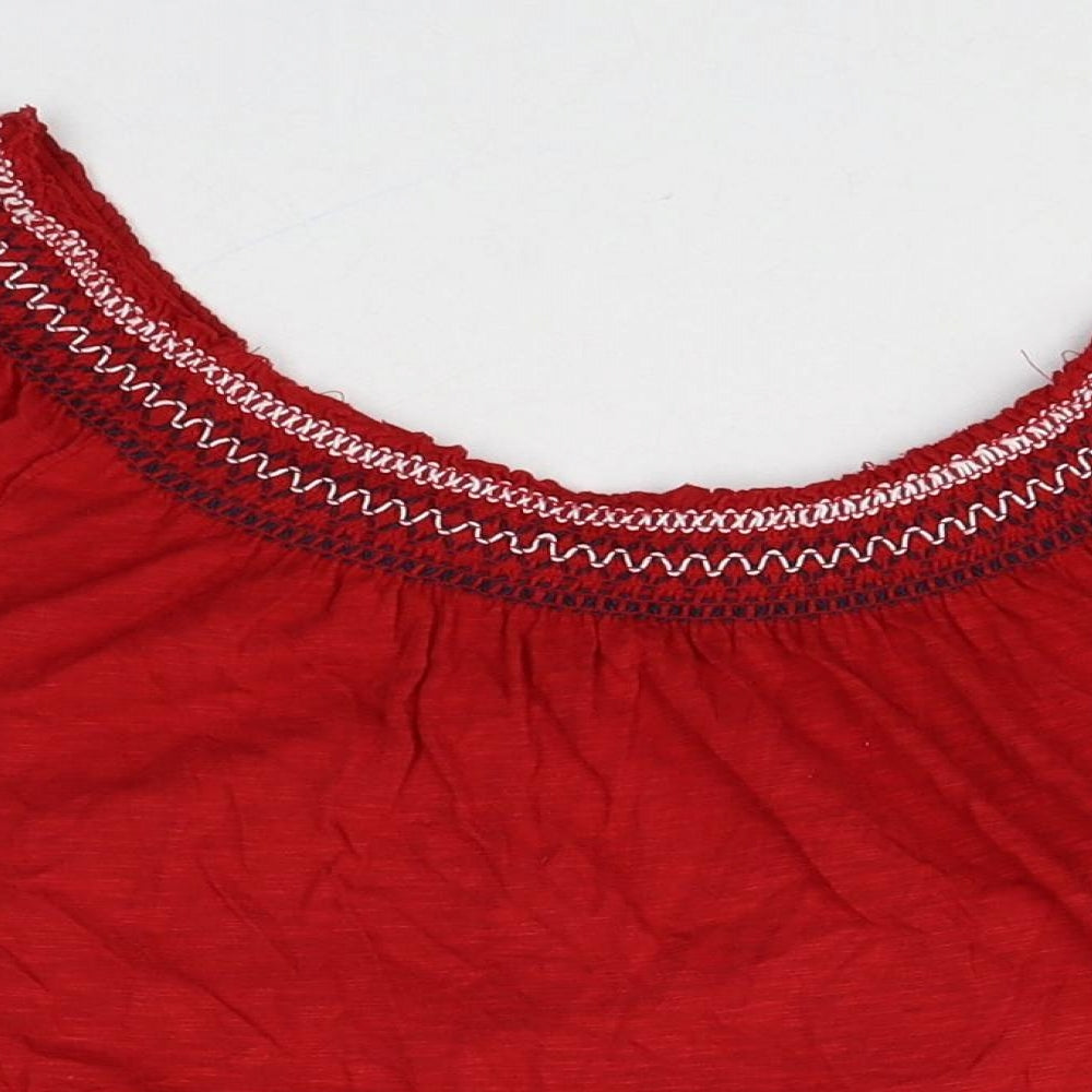 New Look Womens Red Cotton Basic T-Shirt Size 8 Round Neck