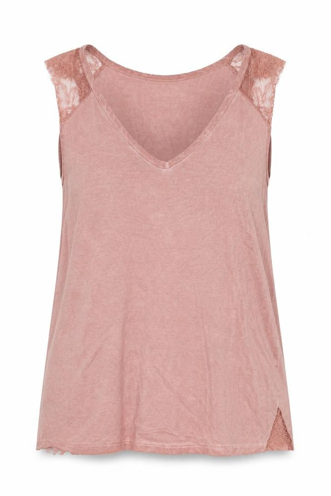 MNG Womens Pink Polyester Basic Tank Size S V-Neck